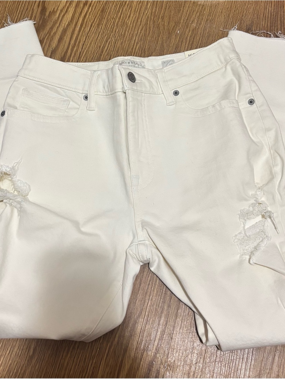 Lucky Brand White Distressed Skinny Jeans